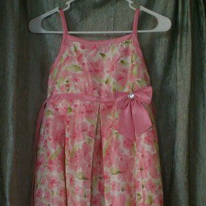 Pink flower print dress with bow Size 8